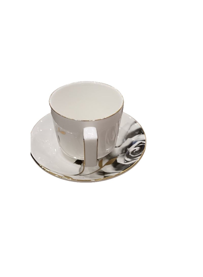 Liying Bone China Rose design 150ml Tea Cup with Saucer Premium-Quality, Light-Weight and Elegant and Durable Perfect for Serving Tea, Coffee - Image 3