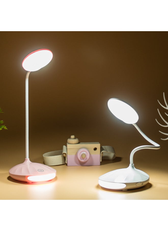 Generic - UBS Rechargeable LED Touch Reading Eye Protection Desk Lamp Dimmable Student Desk Lamp Gift Custom Multi-function Small Desk Lamp-Color:3552 Pink - Image 1