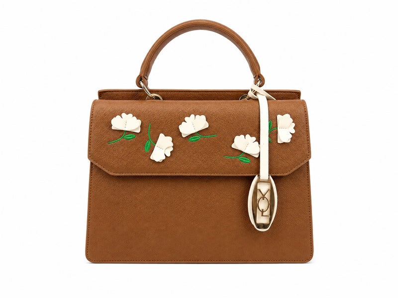 Women's Elegant Floral Embroidered Handbag with Adjustable Shoulder Strap - Image 1