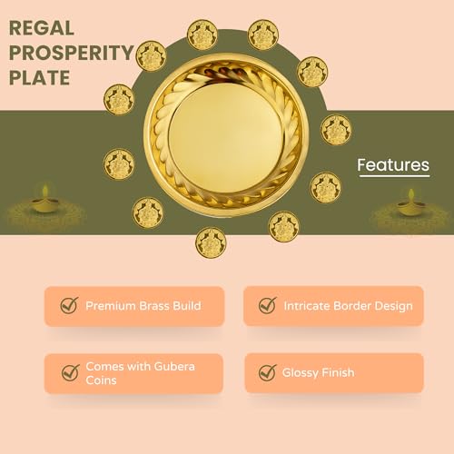 Putrika Brass Plate with 11 Kuber Coins for Pooja|Puja Lakshmi Kubera Coin Set for Wealth|Prosperity & Vastu | Diwali Pooja Items for Mandir, Home Temple|Office&Gift Décor-Bobby Plate with 11 Coins - Image 5