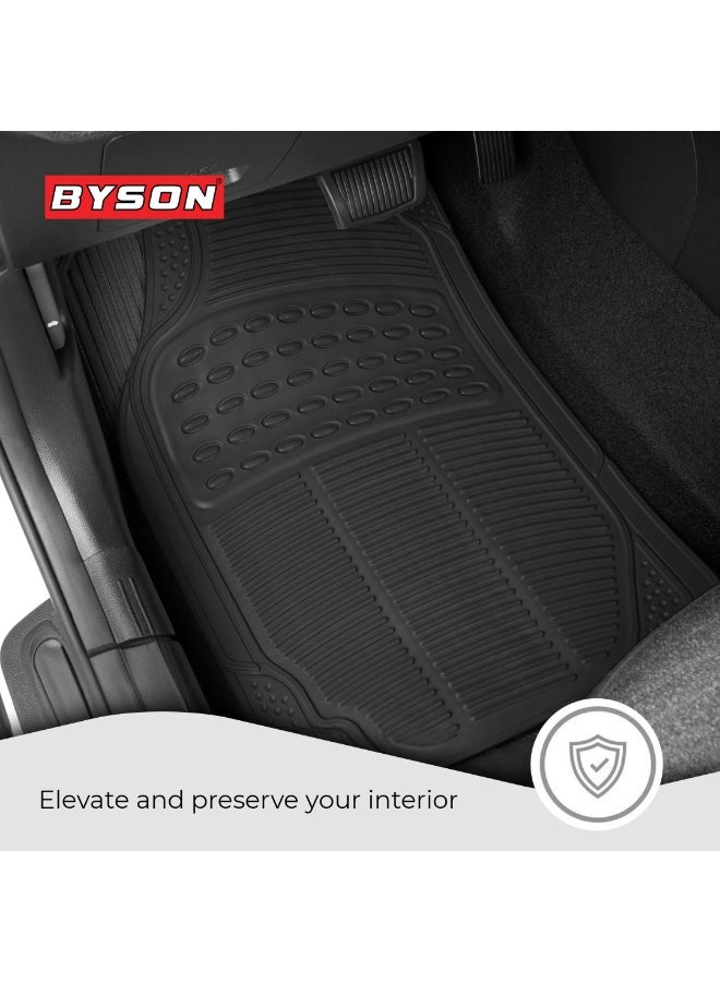 BYSON Universal PVC Car Mat Black 5-Piece Set - Heavy Duty Waterproof Floor Mats for Cars SUVs and Trucks - Anti Slip All Weather Vehicle Mat Set for Easy to Clean Interior Protection (Black) - Image 3