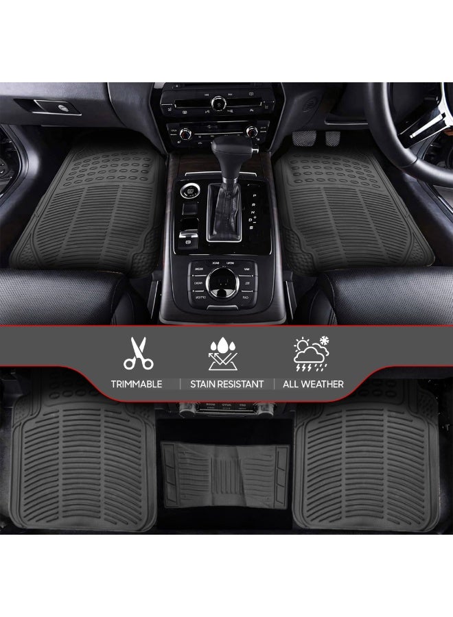 BYSON Universal PVC Car Mat Black 5-Piece Set - Heavy Duty Waterproof Floor Mats for Cars SUVs and Trucks - Anti Slip All Weather Vehicle Mat Set for Easy to Clean Interior Protection (Black) - Image 5