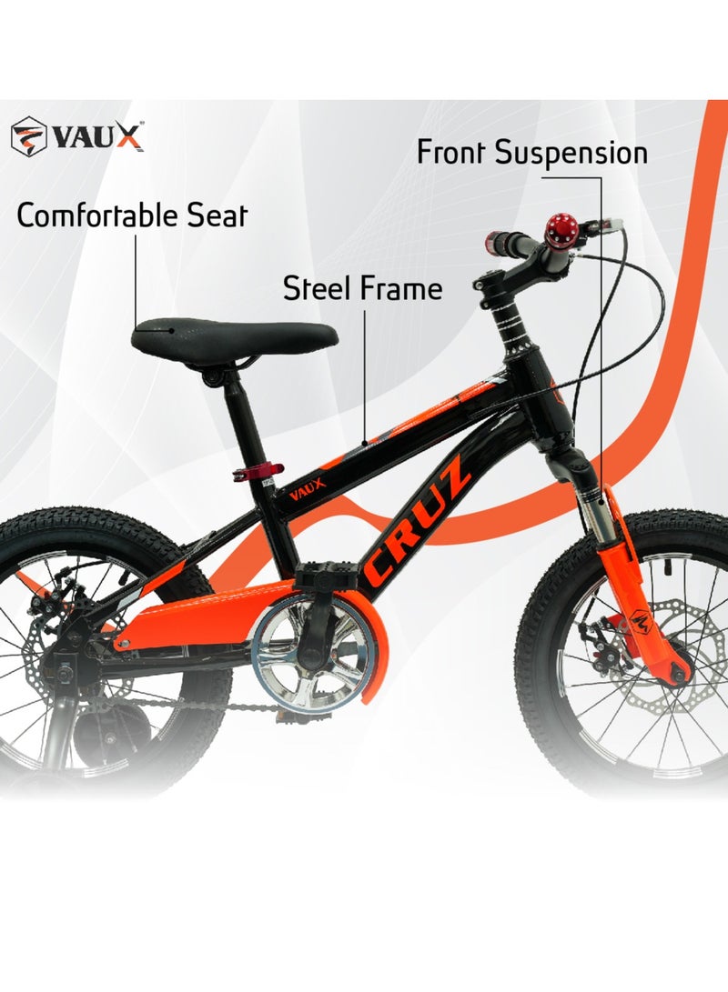 Vaux Cruz Mountain Bike || 16 Inch Wheel Size || For Kids || Adjusatble Seat || Black - Image 3