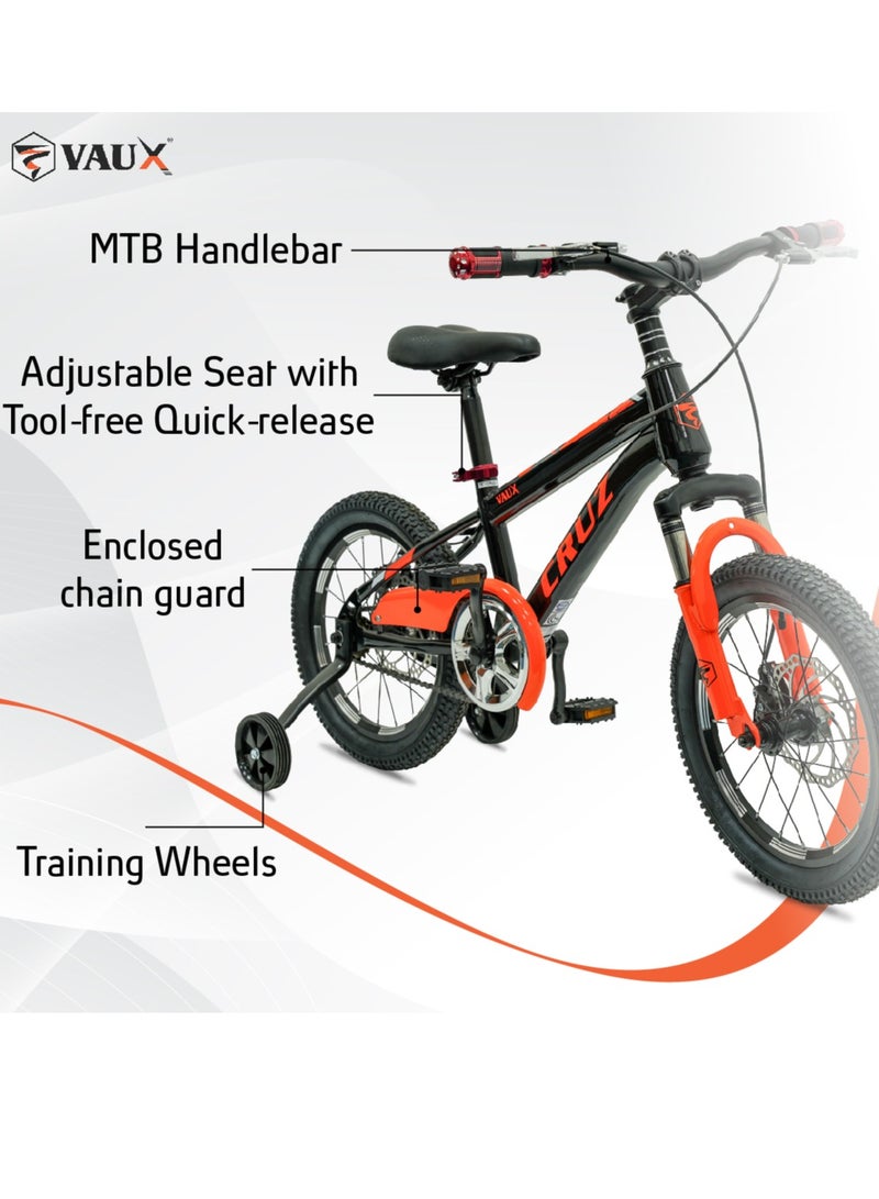 Vaux Cruz Mountain Bike || 16 Inch Wheel Size || For Kids || Adjusatble Seat || Black - Image 5