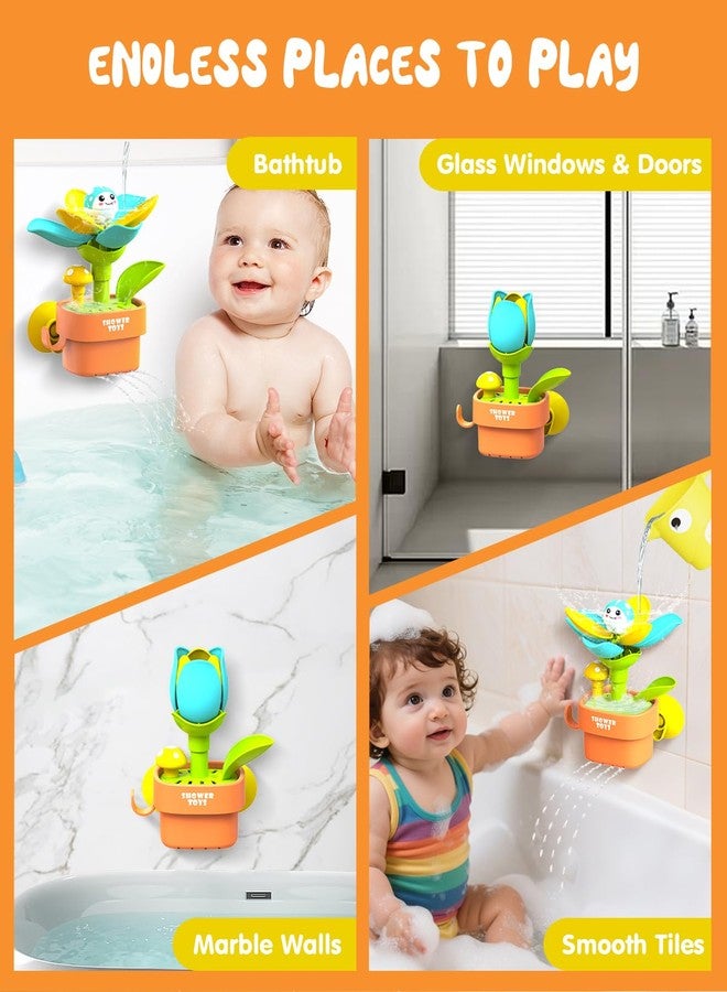 Humzo Bath Toys for Kids Ages 1-3: Flower Set with Watering Cup, Toddler Interactive Bath Toys with Strong Suction Cup, Attach to Any Tub or Shower Fun for Bath Time - Great for Boys, Girls Shower Gifts - Image 5