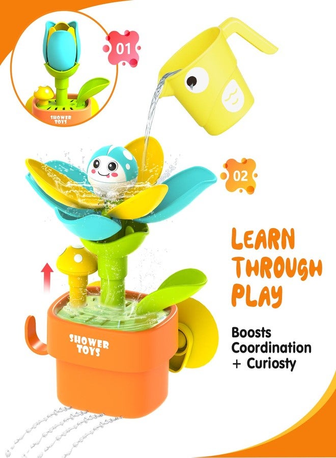 Humzo Bath Toys for Kids Ages 1-3: Flower Set with Watering Cup, Toddler Interactive Bath Toys with Strong Suction Cup, Attach to Any Tub or Shower Fun for Bath Time - Great for Boys, Girls Shower Gifts - Image 3