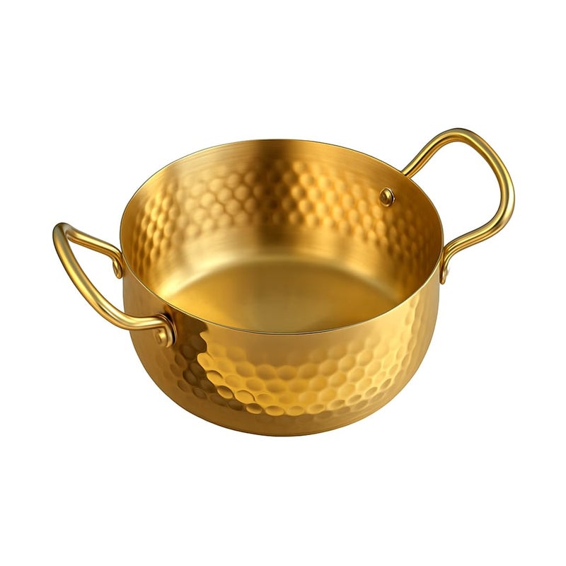 Alark Brass For Cooking With Tin Coating With Handle Brass Handmade With Double Ear Handles Wok Made For Vegetable & Pasta Noodle, Milk Cookware Ayurvedic Health Benefited Tope Brass Pital Tapeli Gold - Image 1