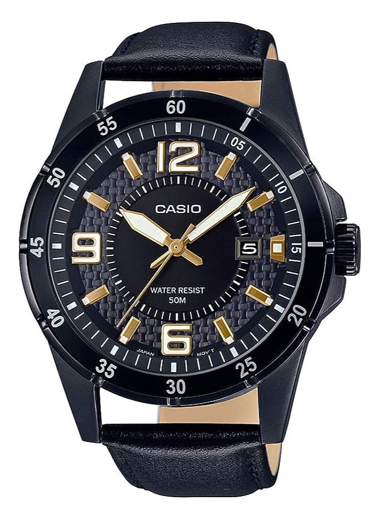 CASIO Black Leather Men Watch MTP-1291BL-1A1VDF - Image 1