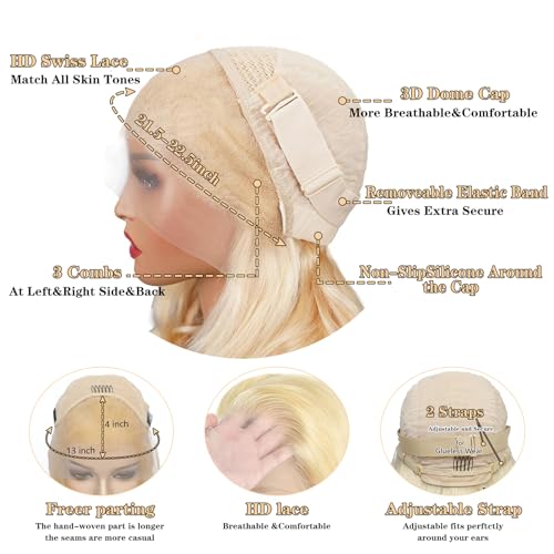 ROYAL IMPRESSION 613 Lace Front Wig Human Hair 200% Density Blonde Wig Human Hair 13x4 HD Full Lace Frontal Wigs Human Hair Pre Plucked 12A Body Wave Glueless Wigs Human Hair for Women 3X Longer Lifespan (18 Inch) - Image 5