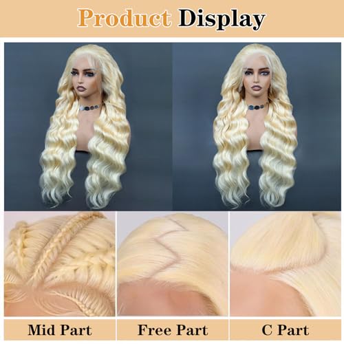 ROYAL IMPRESSION 613 Lace Front Wig Human Hair 200% Density Blonde Wig Human Hair 13x4 HD Full Lace Frontal Wigs Human Hair Pre Plucked 12A Body Wave Glueless Wigs Human Hair for Women 3X Longer Lifespan (18 Inch) - Image 3