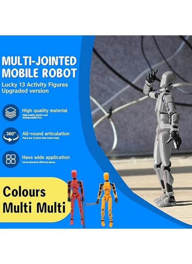 2 Sets T13 Action Figure, 3D Printed Titan 13 Multi-Jointed Movable Robot, Nova Full Body Mechanical Doll, Dummy Action Figures for Creative Gifts and Toy Collection (2 Colors)