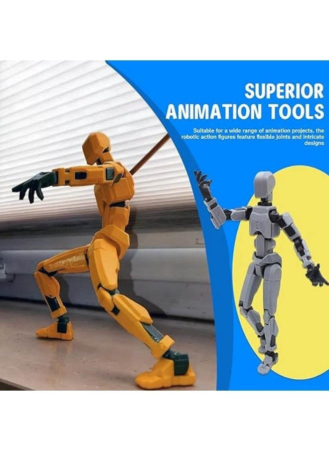 2 Sets T13 Action Figure, 3D Printed Titan 13 Multi-Jointed Movable Robot, Nova Full Body Mechanical Doll, Dummy Action Figures for Creative Gifts and Toy Collection (2 Colors)