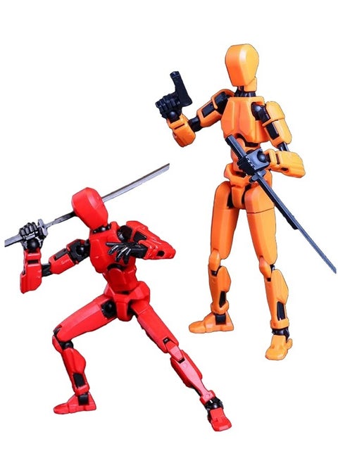 2 Sets T13 Action Figure, 3D Printed Titan 13 Multi-Jointed Movable Robot, Nova Full Body Mechanical Doll, Dummy Action Figures for Creative Gifts and Toy Collection (2 Colors)
