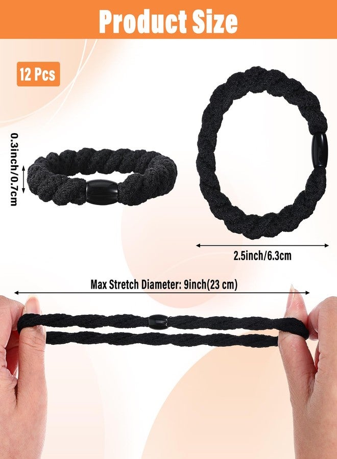 Thrymme 12 Pcs Braided Hair Ties, Braided Black Hair Ties, Durable Hairs Tie for Guys for Long Hairs, Ponytail & Bun - Image 2
