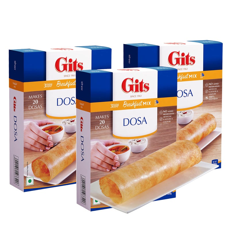 Gits Instant Rice Dosa Breakfast Mix, 1500g (Pack of 3 X 500g Each) - Image 1