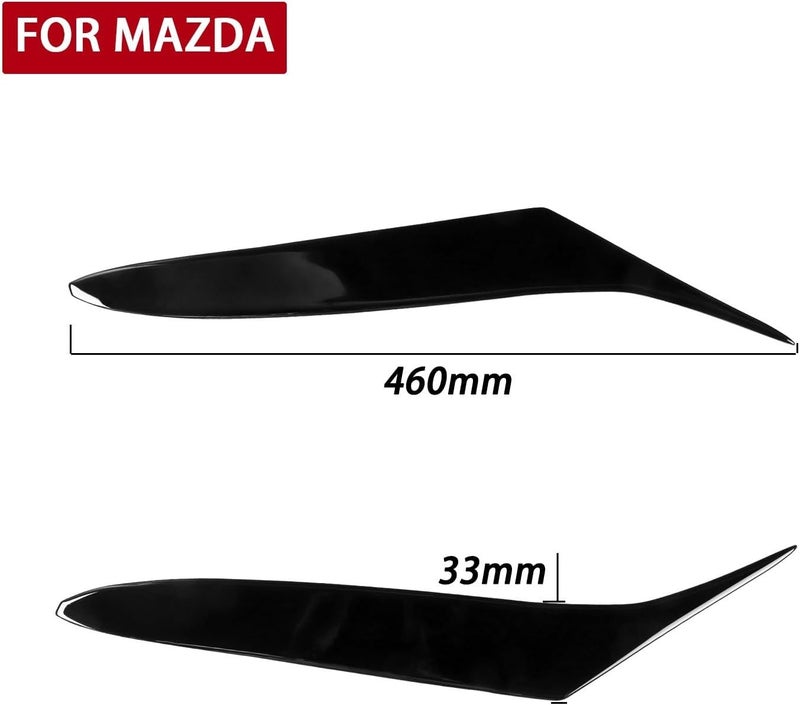 QASULER Gloss Black Headlight Eyebrow Eyelids for Mazda RX8 - Image 2