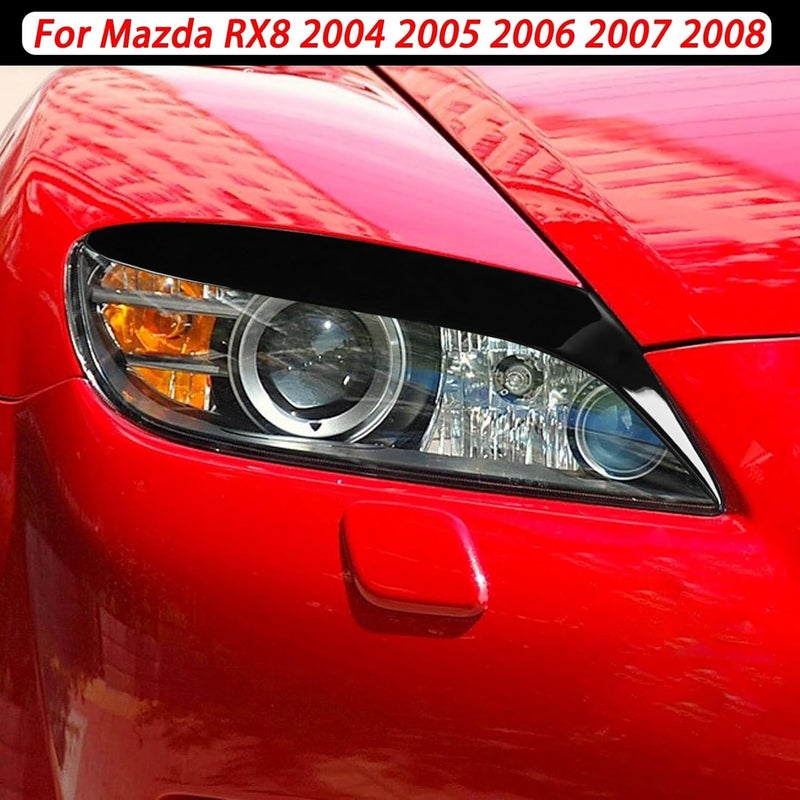 QASULER Gloss Black Headlight Eyebrow Eyelids for Mazda RX8 - Image 4