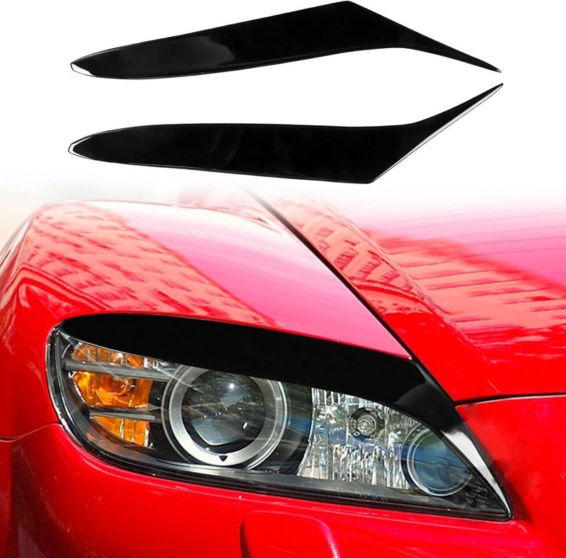QASULER Gloss Black Headlight Eyebrow Eyelids for Mazda RX8 - Image 5
