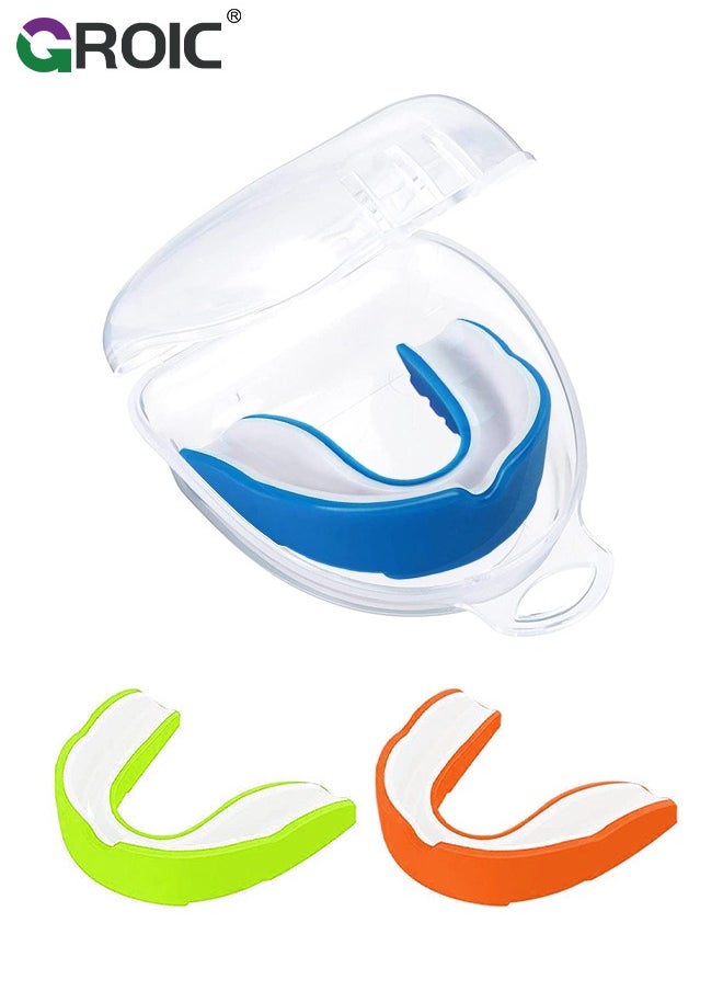 GROIC 3 Pack EVA Mouthguards with Case, Sport Mouth Guards Mouthguard Gum Guard, Mouthguard Slim Fit for Boxing, Basketball, Hockey, Soccer  - Image 1