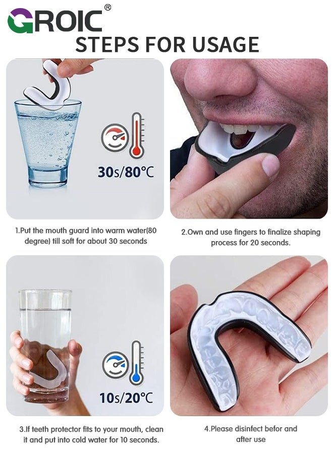 GROIC 3 Pack EVA Mouthguards with Case, Sport Mouth Guards Mouthguard Gum Guard, Mouthguard Slim Fit for Boxing, Basketball, Hockey, Soccer  - Image 4