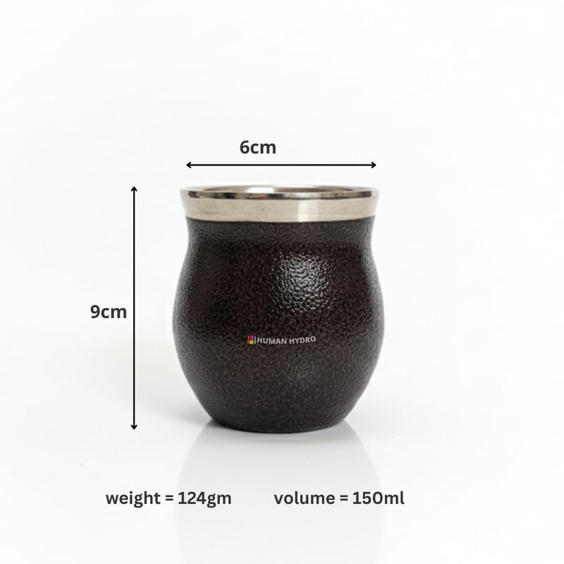 Human Hydro طقم أكواب قهوة من الفولاذ المقاوم للصدأ مكون من 2 - سعة 150 مل لكل منهما | أكواب كوهلد فاخرة بتشطيب بني داكن منقوش | أكواب شاي وقهوة متينة، مقاومة للصدأ ومضادة للتسرب - Image 2