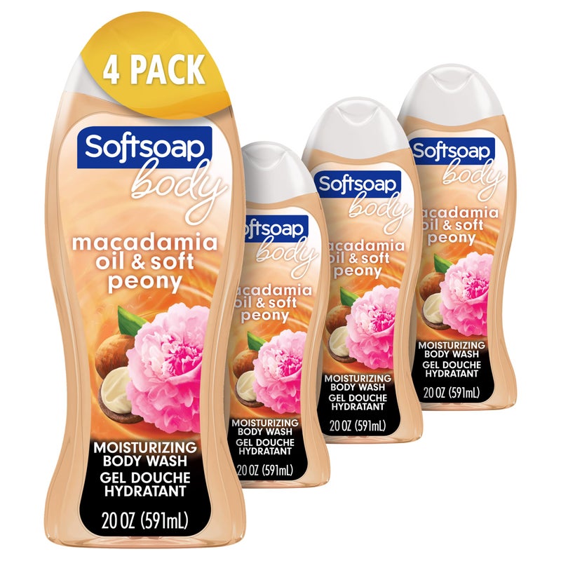 Softsoap Moisturizing body wash, macademia, 20 ounce pump, 20 Fl Oz, 4 Packs - Image 1