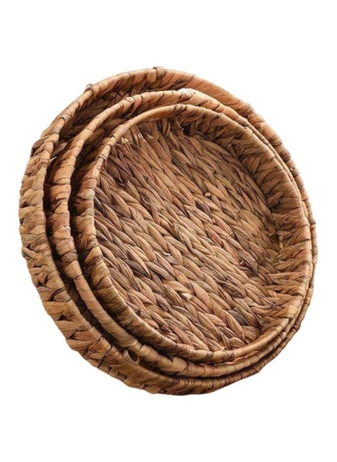 Wicker Tray Set 3 Pcs With Unique Design For Serving - Round