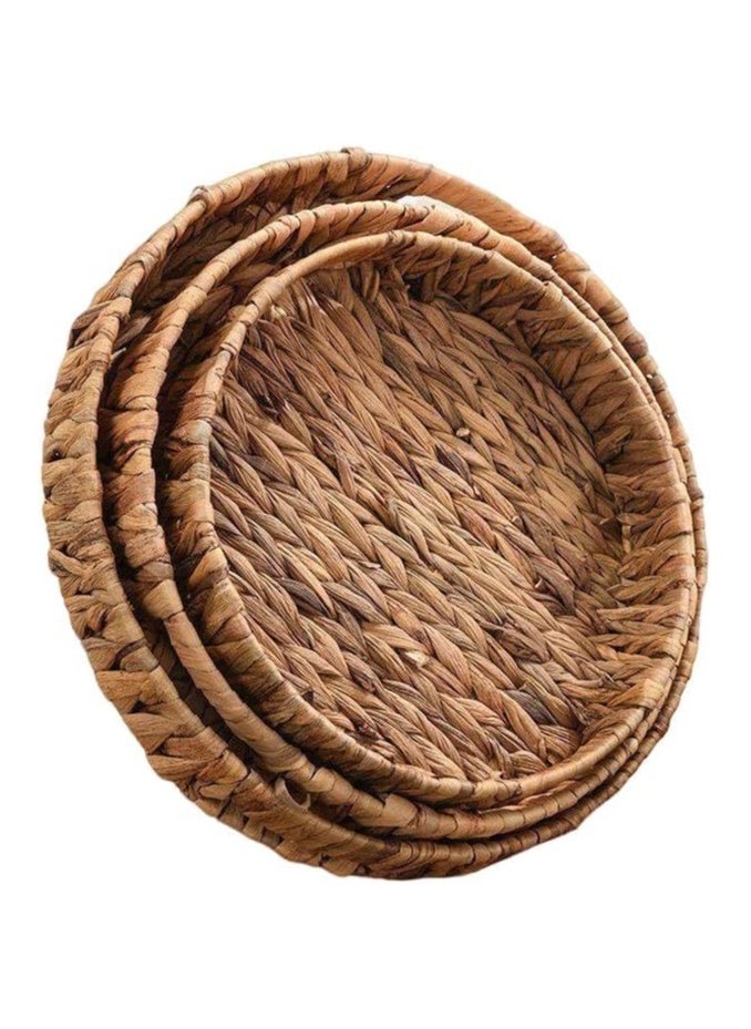Generic - Wicker Tray Set 3 Pcs With Unique Design For Serving - Round - Image 1