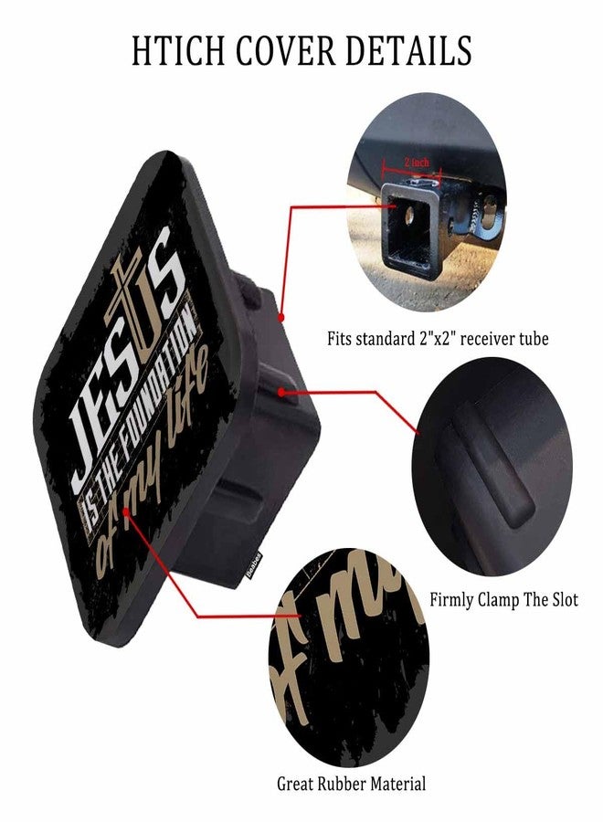 Beabes Bible Verse Safe Square Trailer Hitch Cover 2 Inch, Jesus is The Foundation of My Life Faith Car Rear Receiver Hitch Cover for Trucks SUVs RVs - Image 3