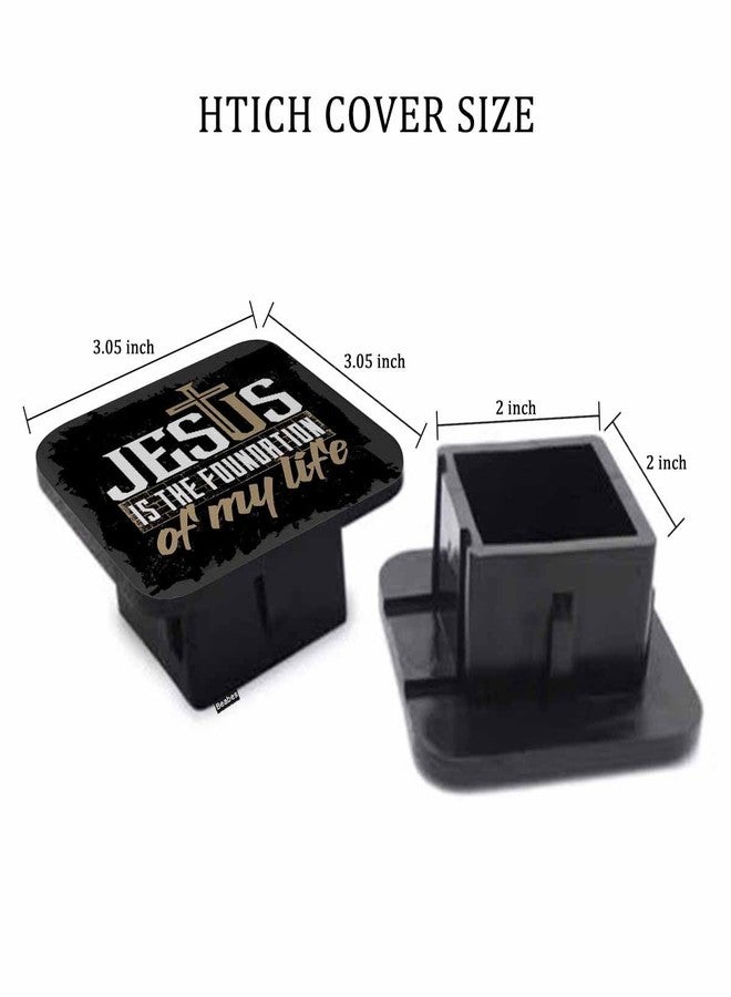 Beabes Bible Verse Safe Square Trailer Hitch Cover 2 Inch, Jesus is The Foundation of My Life Faith Car Rear Receiver Hitch Cover for Trucks SUVs RVs - Image 2