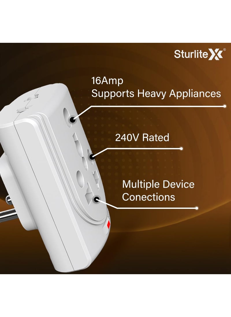 Sturlite Sturlite Konvert Multiplug 616 Conversion Universal AC Travel Adapter6Amp 240V ABS Strong Body Socket Pack of 4  - Image 4