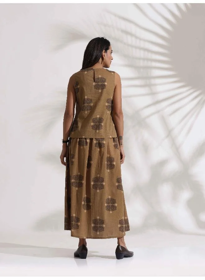 trueBrowns trueBrowns Beige Cotton Skirt Co-ord Set