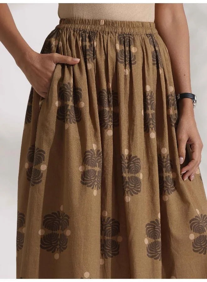 trueBrowns trueBrowns Beige Cotton Skirt Co-ord Set