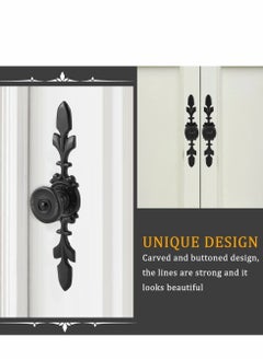 KASTWAVE Pull Handle Door Knob, 4 Pcs Vintage Style  Door Knob Back Plate for Home Furniture Drawer Cabinet Dresser Closet Wardrobe Cupboard with Screw, Black  - Image 5