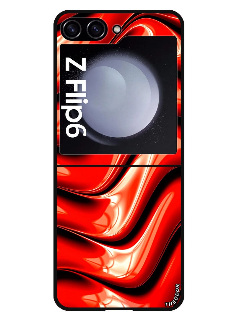 Theodor Protective Case Anti Scratch Shock Proof Bumper Cover For Samsung Galaxy Z Flip 6 fractal_graphic_red - Image 1