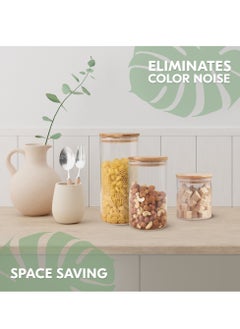 5 pcs Round Glass Storage Jar with Bamboo Lids 600 900 1200 ml, Glass Clear Stackable Containers Kitchen Canisters with Airtight Lid Storages Food Tea Coffee Sugar Salt Spices Pasts Beans - pzsku/ZEF44A208AA43CF956442Z/45/_/1709711331/a243c32a-321f-4169-a981-3a5a51bc26eb