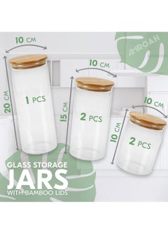 5 pcs Round Glass Storage Jar with Bamboo Lids 600 900 1200 ml, Glass Clear Stackable Containers Kitchen Canisters with Airtight Lid Storages Food Tea Coffee Sugar Salt Spices Pasts Beans - pzsku/ZEF44A208AA43CF956442Z/45/_/1709711350/cb41541a-6aff-47bb-90f0-87aa9e806ce1