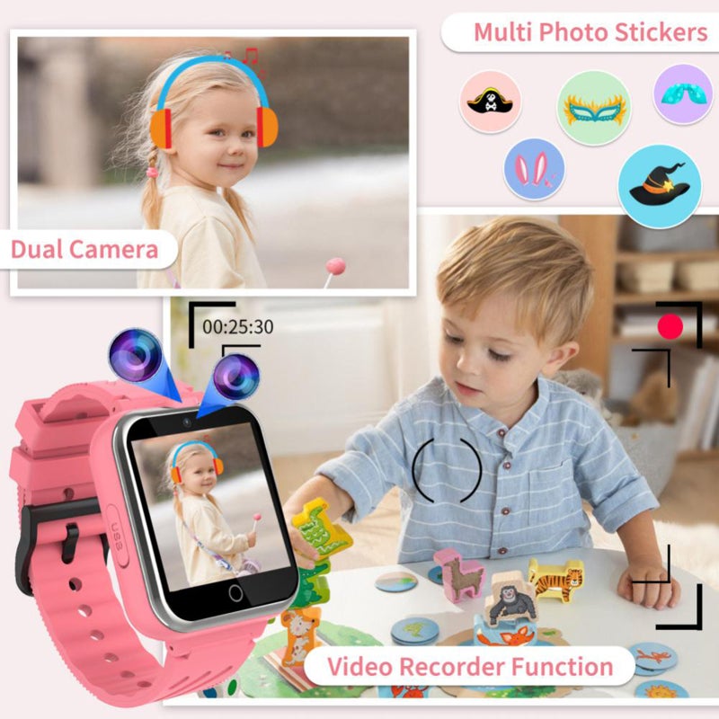 Children Watch: Pink Large Touching Screen Luminous Display - Multifunctional Intelligent Watch for Kids Students Boys Girls - Image 5
