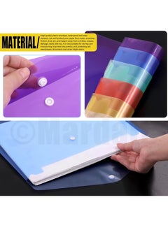 DUNISO 24Pcs Plastic Envelopes with Snap Button Closure Color Assorted Set, 6 Color Clear A4 Size, Letter Size, Waterproof Poly Document Folders Files Pocket Storage Holder  - Image 3
