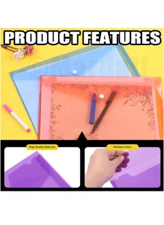DUNISO 24Pcs Plastic Envelopes with Snap Button Closure Color Assorted Set, 6 Color Clear A4 Size, Letter Size, Waterproof Poly Document Folders Files Pocket Storage Holder  - Image 4