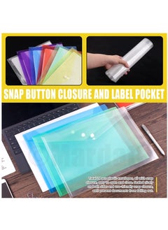 DUNISO 24Pcs Plastic Envelopes with Snap Button Closure Color Assorted Set, 6 Color Clear A4 Size, Letter Size, Waterproof Poly Document Folders Files Pocket Storage Holder  - Image 5