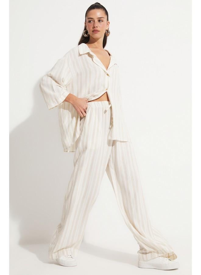 جون طقم قميص وبنطلون فيسكوز مخطط من جوني ستون - Image 1