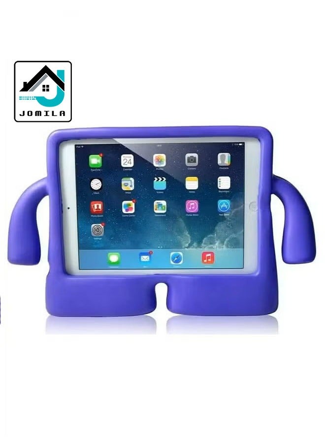 حافظة EVA مضادة للصدمات للأطفال مع مقبض وحامل لجهاز iPad Mini 7 غطاء زاهي متين (أزرق بنفسجي)