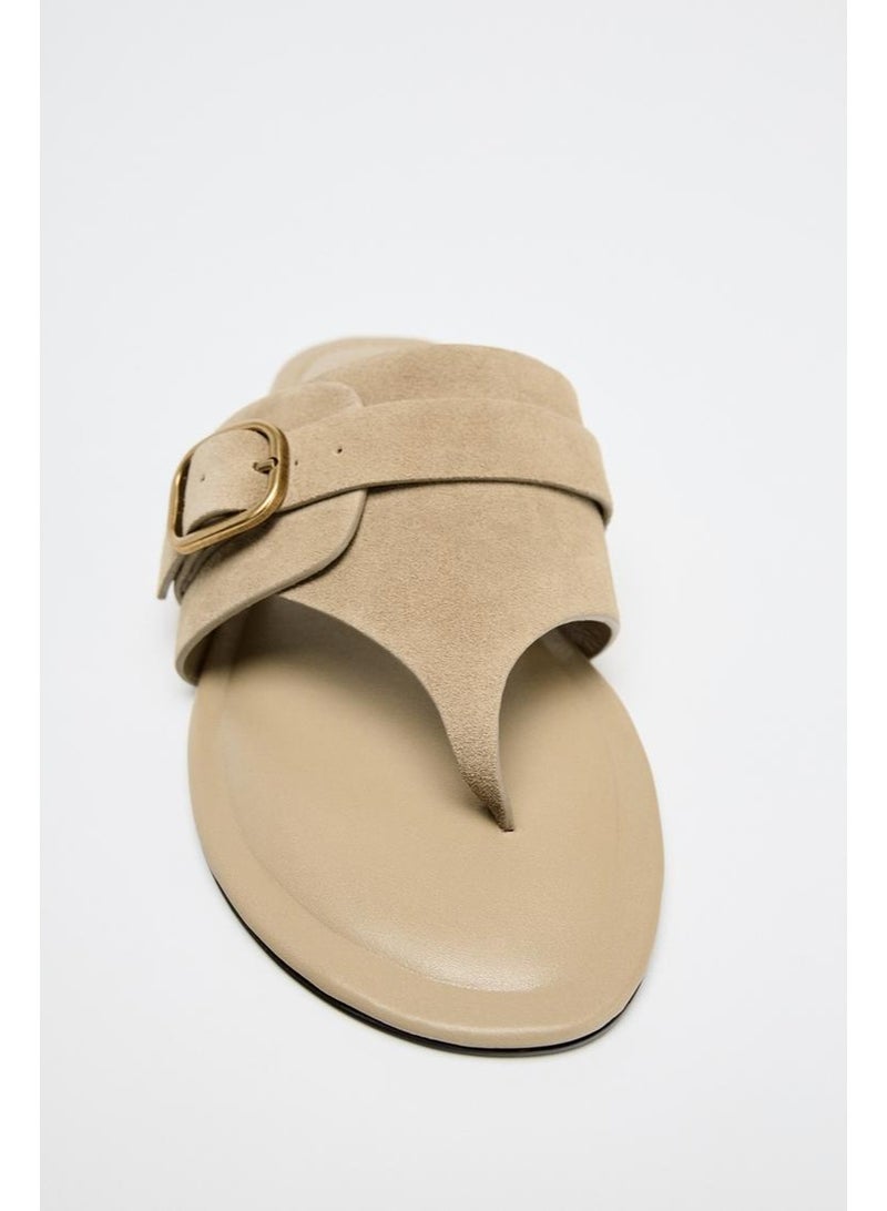 زارا صندل بإبزيم مشبك من الجلد المدبوغ المنفصل - Image 3