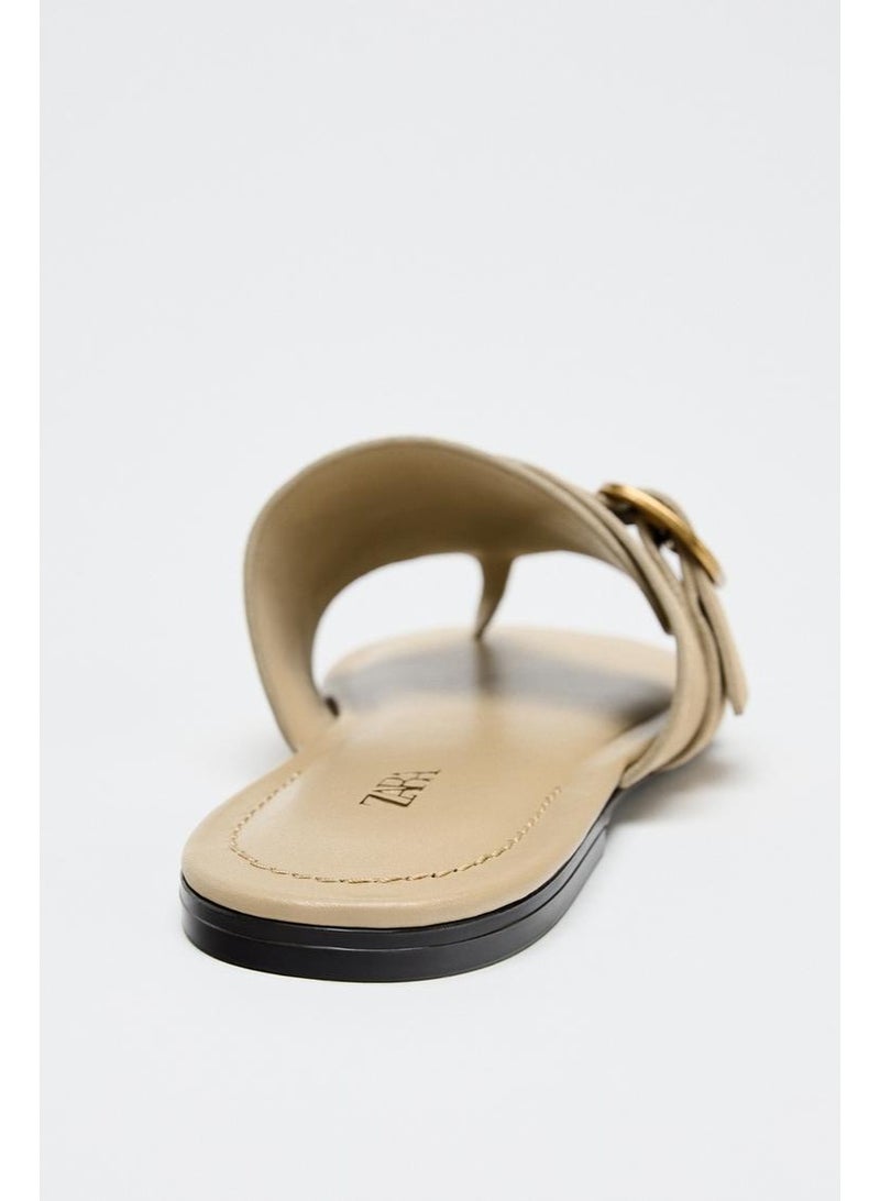 زارا صندل بإبزيم مشبك من الجلد المدبوغ المنفصل - Image 4