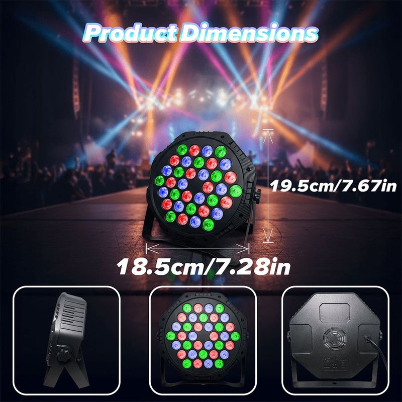 36 خرزة LED سوداء قابلة للتحكم عبر DMX من الأضواء المسرحية RGB لعروض الدي جي والحفلات وعيد الميلاد والأفراح والنوادي، متوافقة مع برامج وأجهزة DMX - Image 2