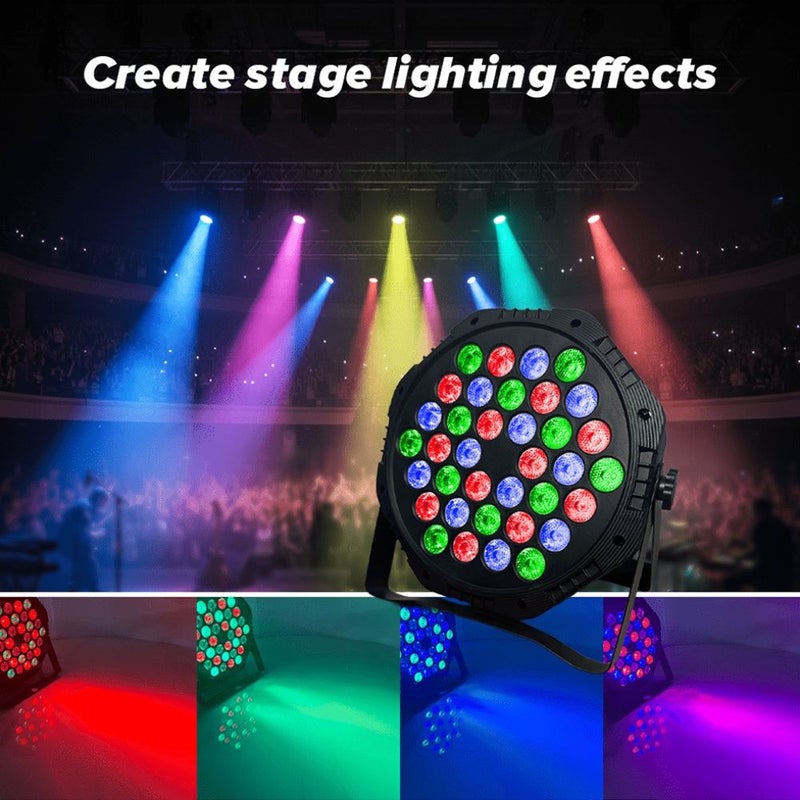 36 خرزة LED سوداء قابلة للتحكم عبر DMX من الأضواء المسرحية RGB لعروض الدي جي والحفلات وعيد الميلاد والأفراح والنوادي، متوافقة مع برامج وأجهزة DMX - Image 1