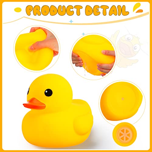 Vinsot 4 Pcs 7 Inches Large Yellow Rubber Ducks Large Bath Squeak Duck Float Bath Toy for Birthday Party Favors Gift Summer Beach Pool Baby Shower Activity Carnival Game Party Decoration - Image 3