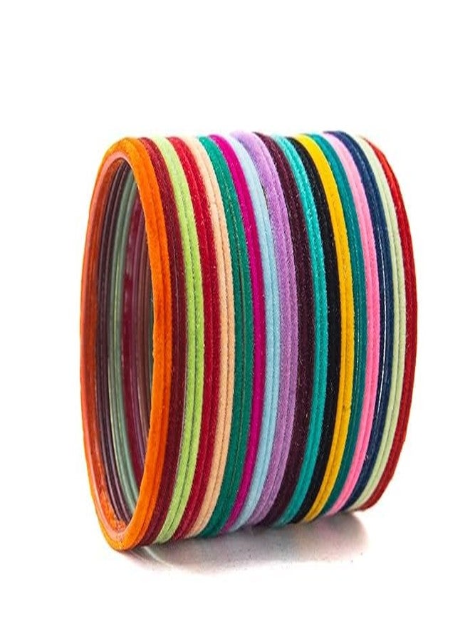 BANGLESKART مجموعة أساور معدنية متعددة الألوان من بانغلسكارت للنساء | أساور مخملية متعددة الألوان | أساور بلمسة نهائية غير لامعة | أساور بلمسة نهائية لامعة خفيفة | مجموعة أساور أنيقة للفتيات (مخمل متعدد الألوان، 2.6) - Image 5