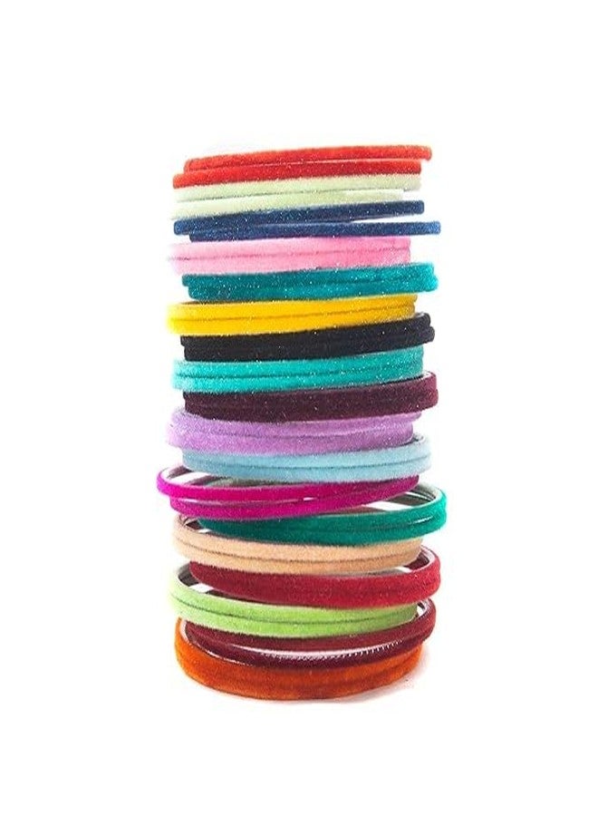 BANGLESKART مجموعة أساور معدنية متعددة الألوان من بانغلسكارت للنساء | أساور مخملية متعددة الألوان | أساور بلمسة نهائية غير لامعة | أساور بلمسة نهائية لامعة خفيفة | مجموعة أساور أنيقة للفتيات (مخمل متعدد الألوان، 2.6) - Image 2